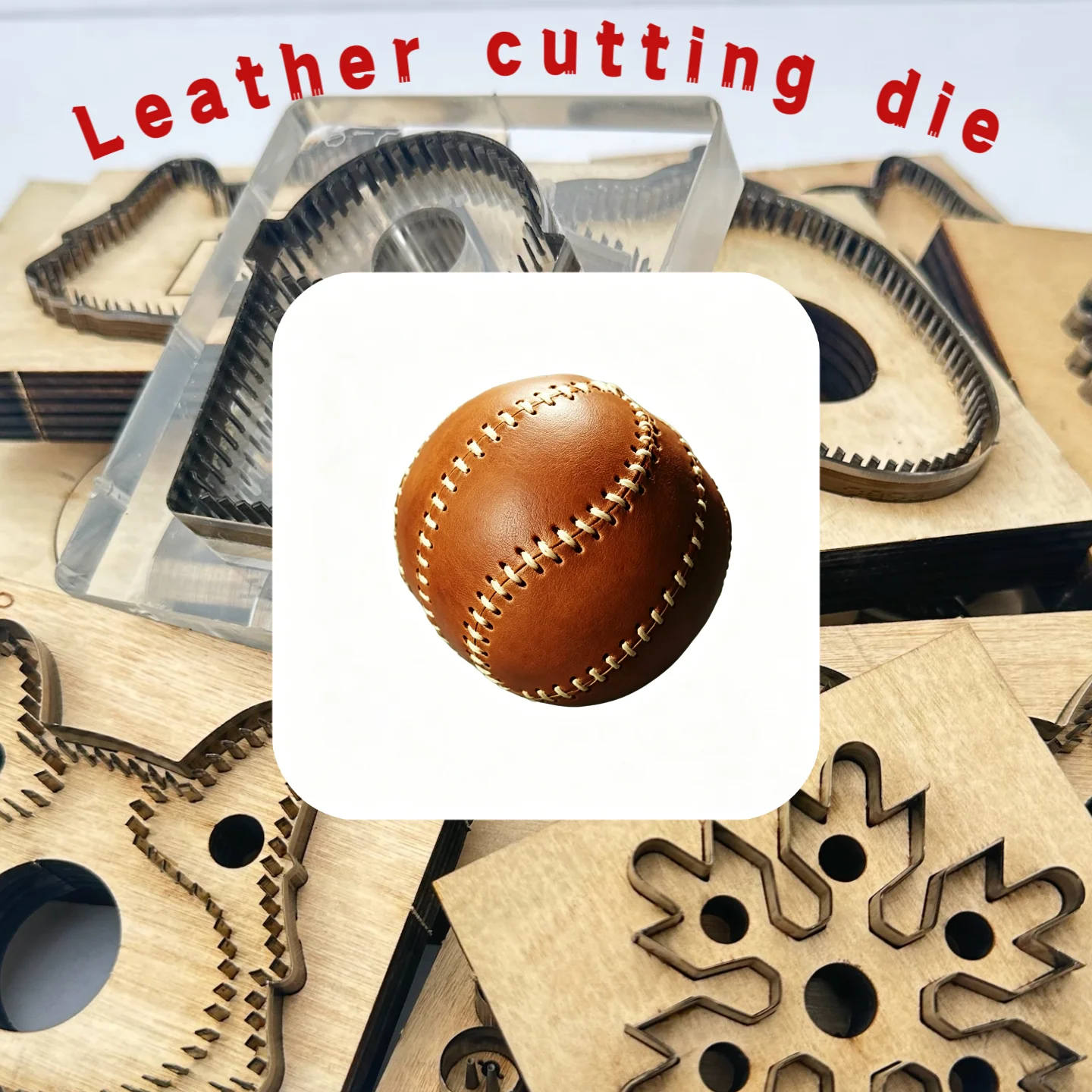 

Leather baseball cutting mold, leather making tool, hand cutting knife, Japanese steel knife wooden mold tool