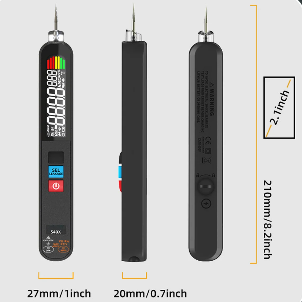 S40X Digital Test Pen Multimeter with 6000 Counts Backlit Display for Voltage Current Resistance Frequency Duty Cycle