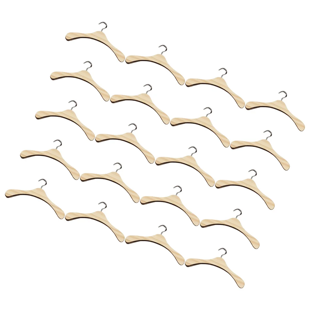 20Pcs 12cm Wooden Mini Hangers Natural Wood Storage Display Rack for Dollhouse Accessories Dollhouse Hanger Making Supplies