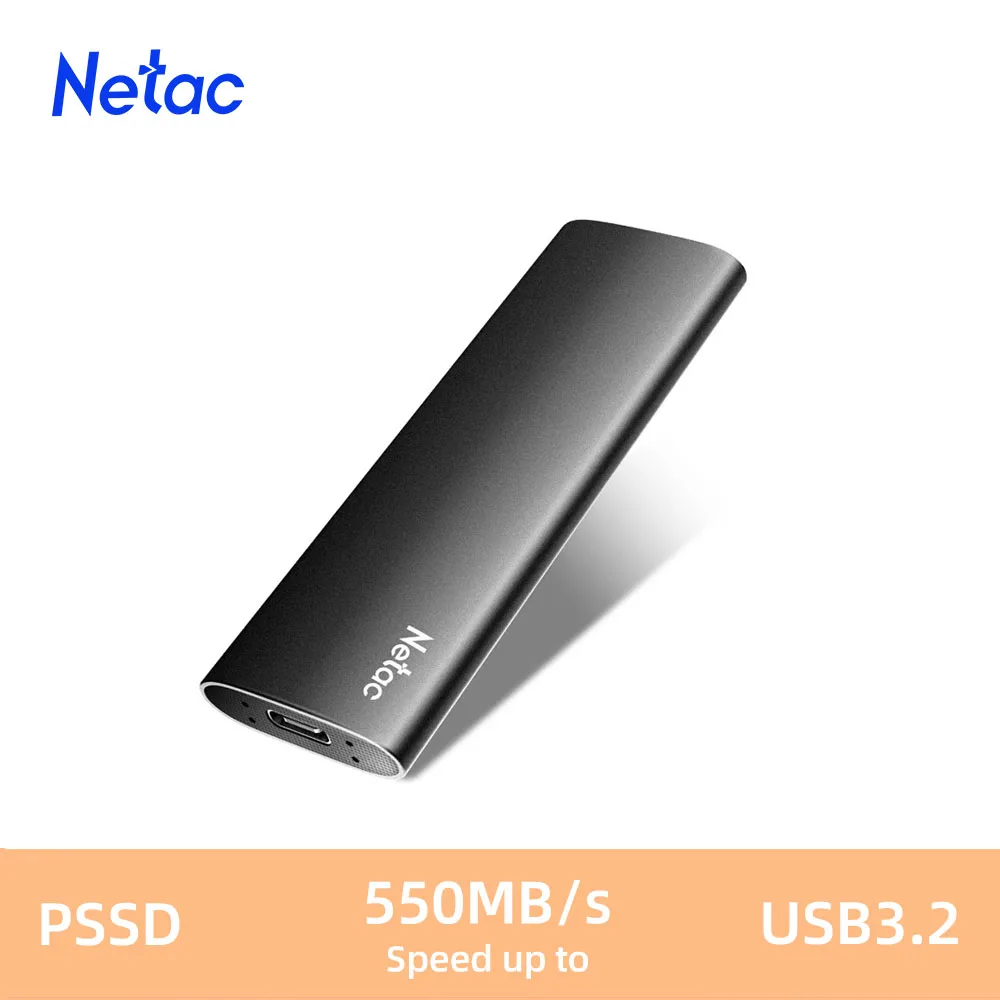 Netac Pssd 250G 500G 1TB 2TB Portable SSD Read Up to 500MB/S External Solid State Drive USB3.2 Gen2 for Backup and Storage