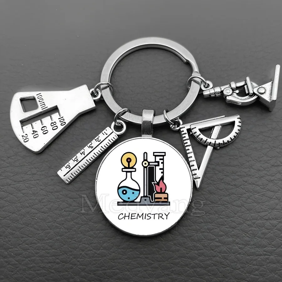 I love chemistry keychains microscopes chemistry experimental equipment teachers students glass dome key chain gifts wholesale