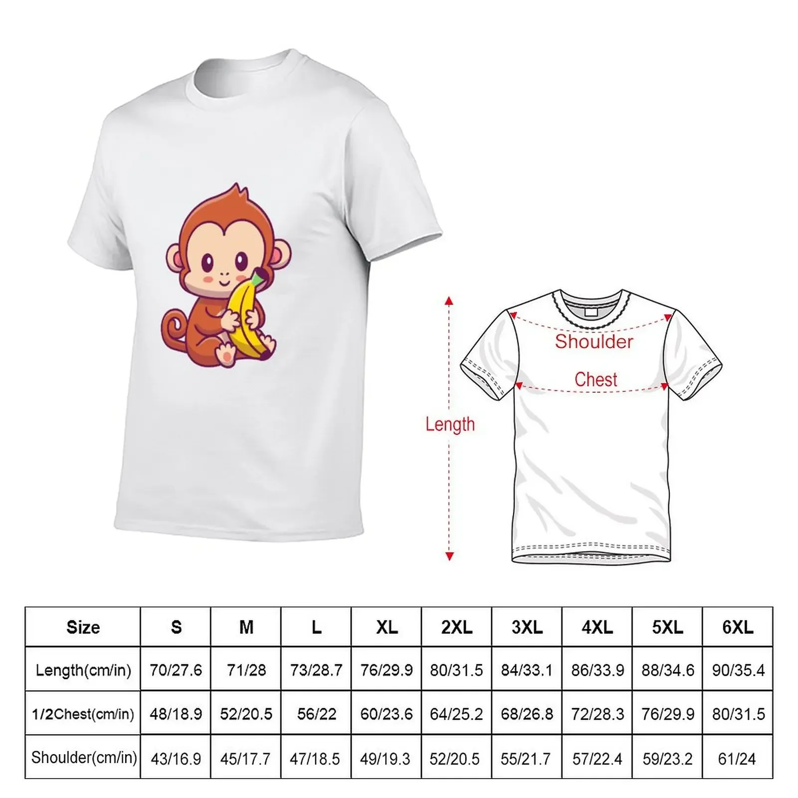 Cute Monkey T-shirt plain new edition Aesthetic clothing t shirts for men cotton