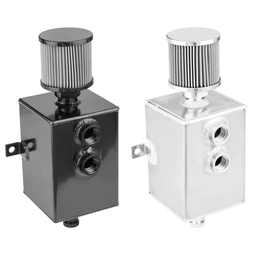1/2/3L Baffled Oil Catch Can Universal Aluminum Reservoir Tank with Breather Filter Drain Valve Car Racing Parts