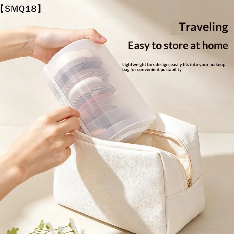 Scratch Resistant Transparent Multi-Grid Powder Puff Storage Box Dustproof Holder for Home Makeup Travel Use