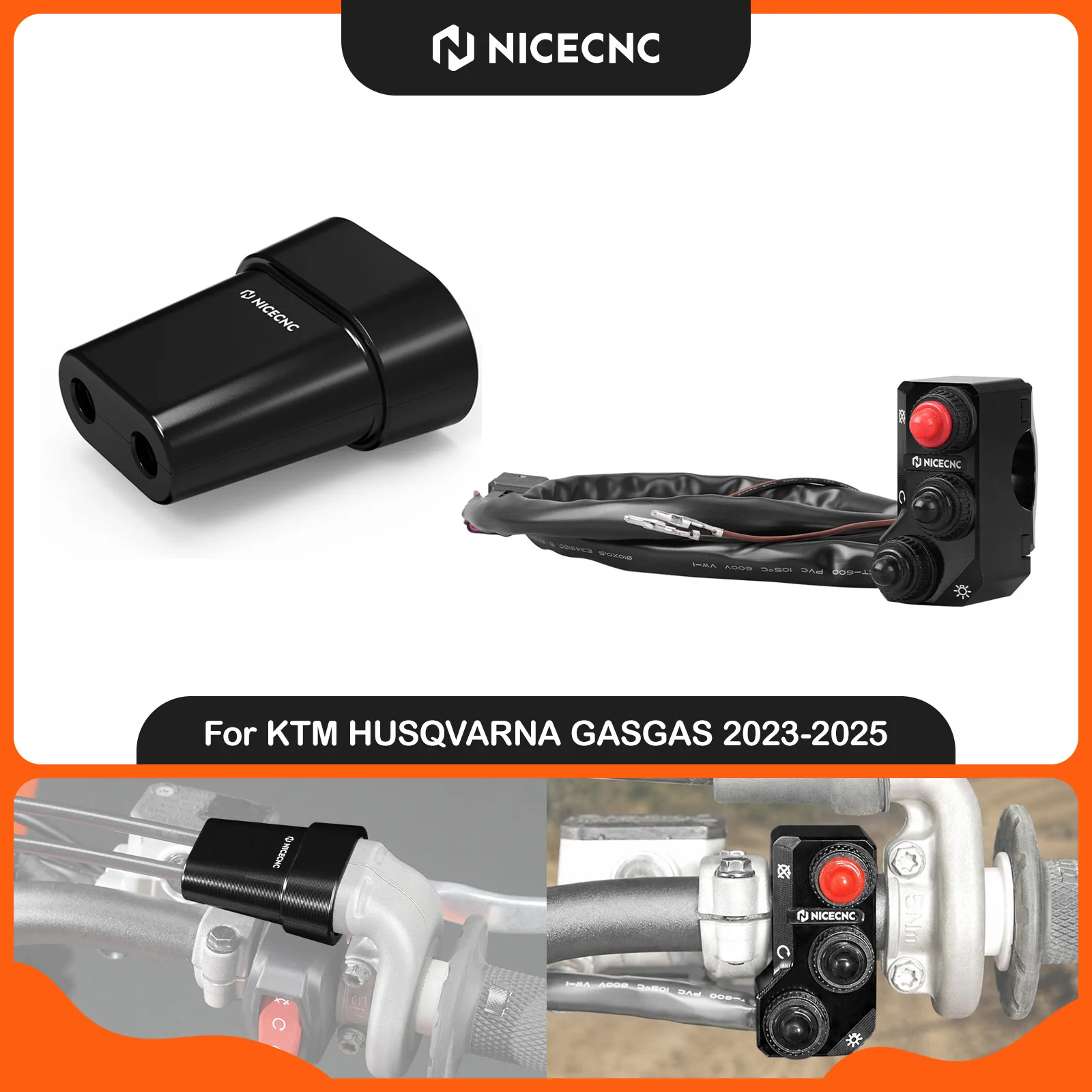 NICECNC For KTM EXC 300 2024 2025 Engine Start Stop Headlight Switch & Throttle Cable Protector Kit For Husqvarna TE 300 GasGas