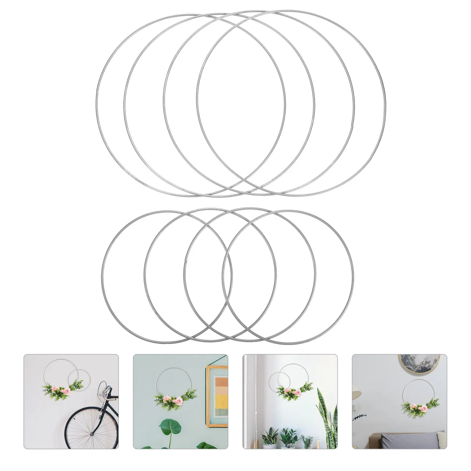 

8Pcs Metal Rings for Crafts Silver Flower Wreath DIY Dream Catcher Hoops Macrame Supplies Wall Hanging Decoration