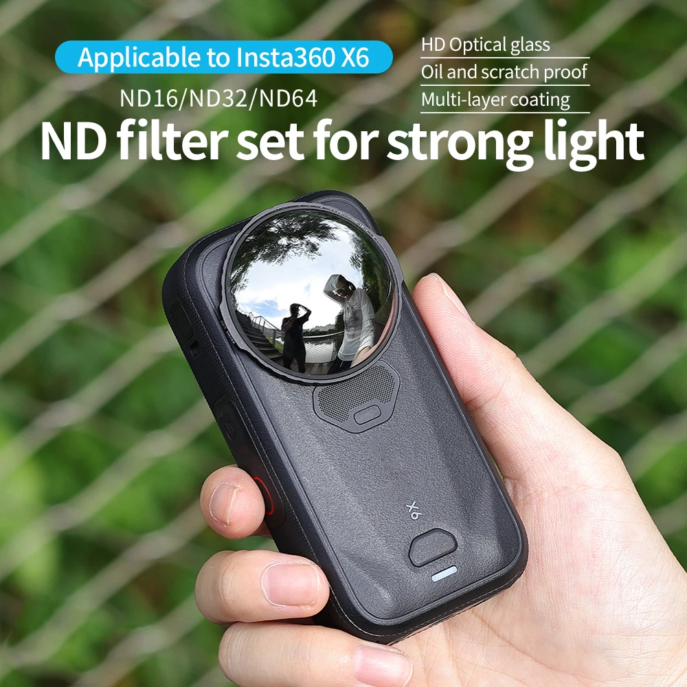 For Insta360 X6 Optical Glass ND Filter Long Exposure Waterfall Car Trails Motion Blur Movie Effect Aluminum Frame