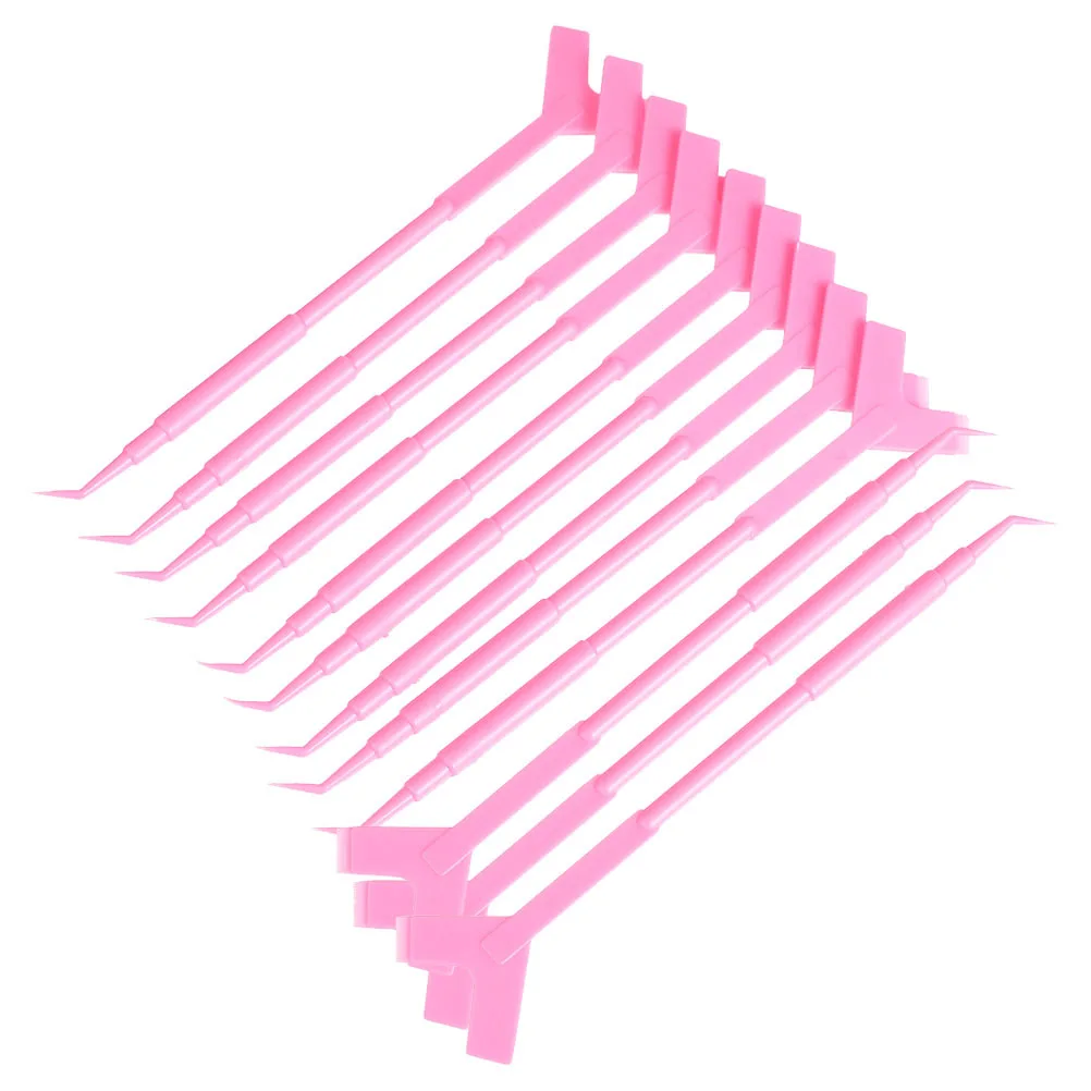 NOLITOY 12 قطعة فرشاة الرموش الصناعية لاش تمديد أداة مشط السمك لرفع الماسكارا المطعمة الرموش ماكياج وردي #4