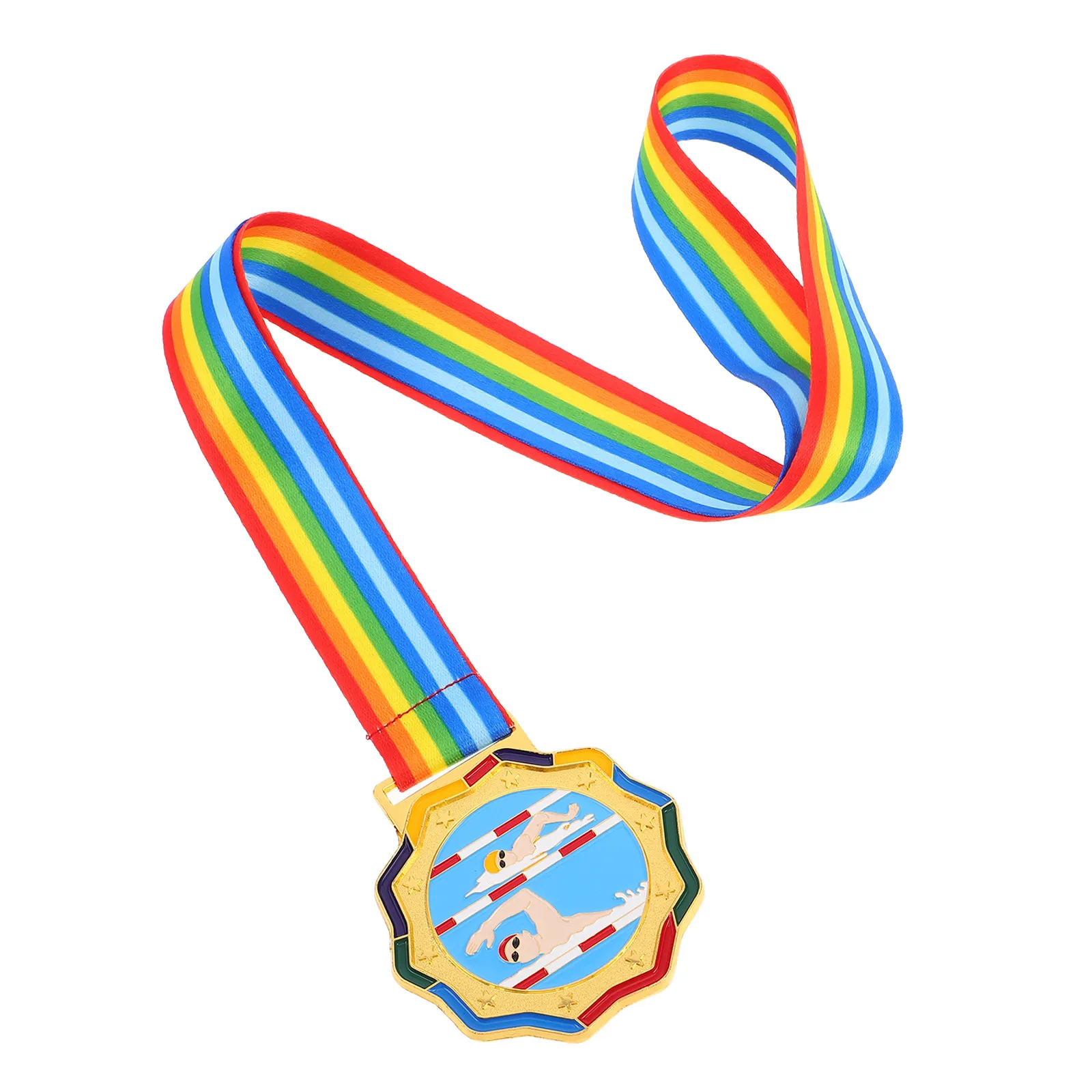 

Swimming Medal Gold Award with Neck Ribbon Kids Sports Competition First Place Trophy School Keepsake Gymnastics Medals