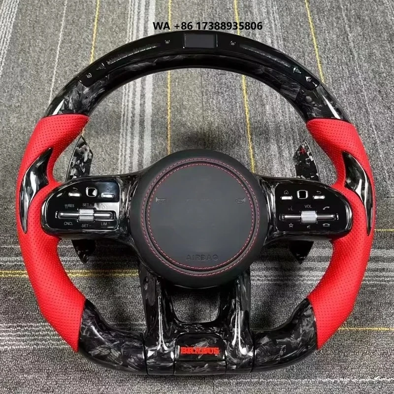 For Leather Steering Wheel for C Class E Class S Class W205 W213 W156 W166 W167 W222 E63-Carbon Fiber Accented