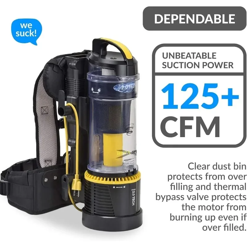 Prolux 2.0 Commercial Bagless Backpack HEPA Vacuum - Pro Model for Professional Cleaners