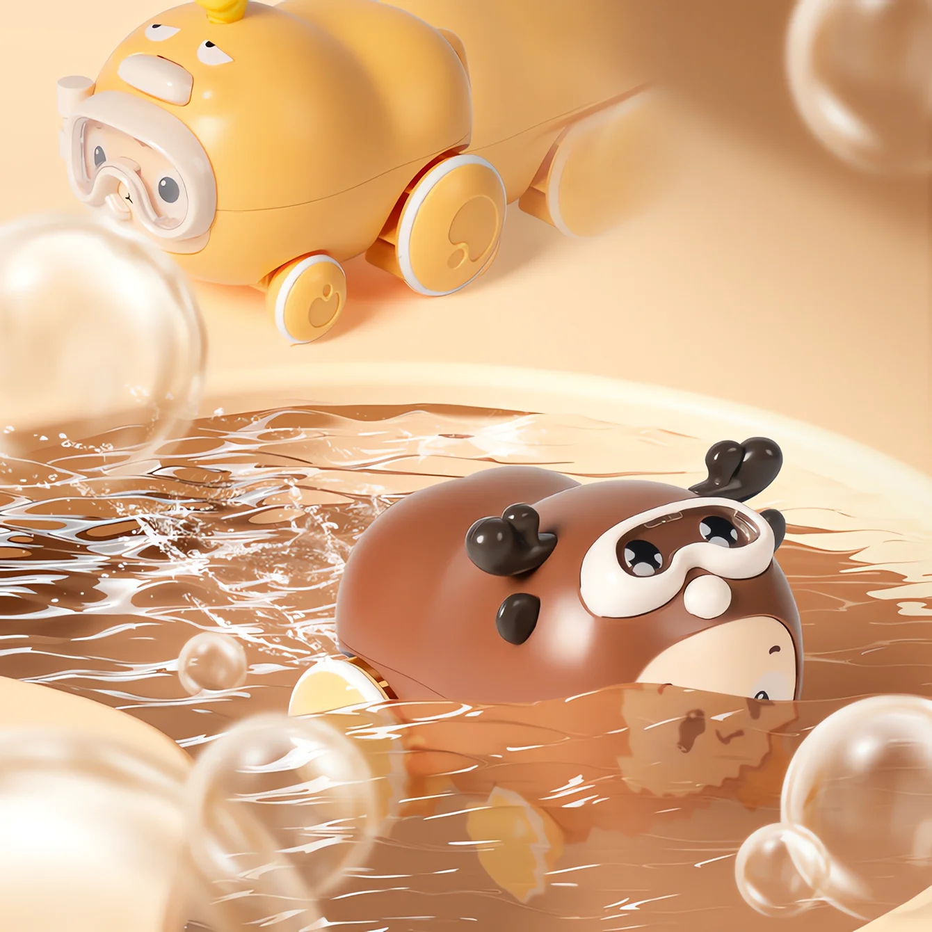 Water toy car water and land dual-use interactive wind-up cable power cartoon animal car