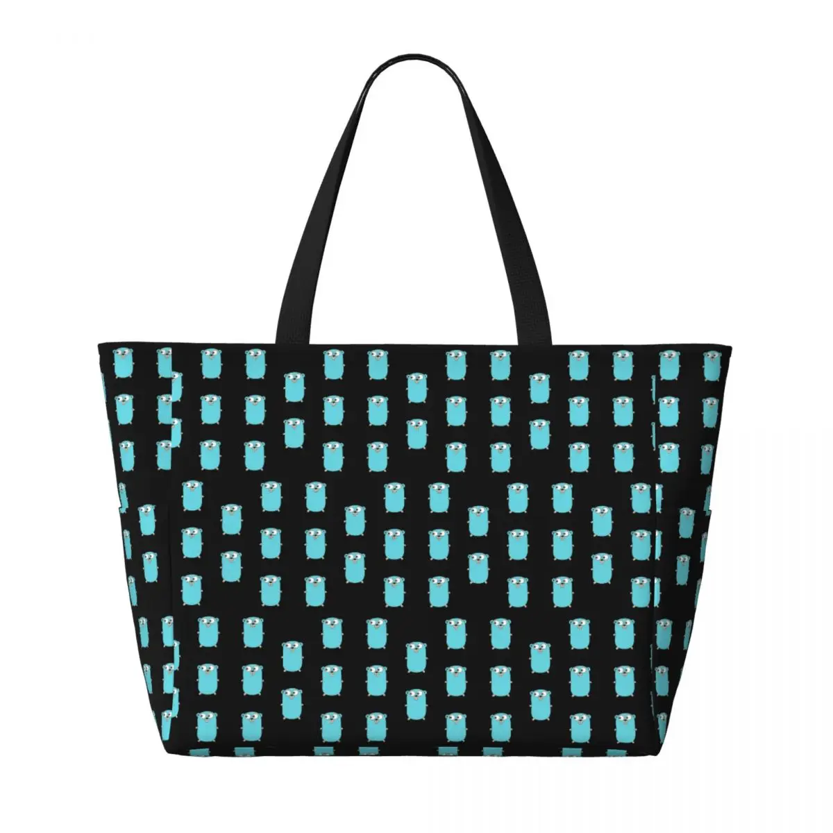 The Go Gopher Официальный логотип Golang (черный) Пляжная большая сумка Спортивная сумка для тренажерного зала Йога Duffle Большая женская дорожная сумка Сумка для фитнеса