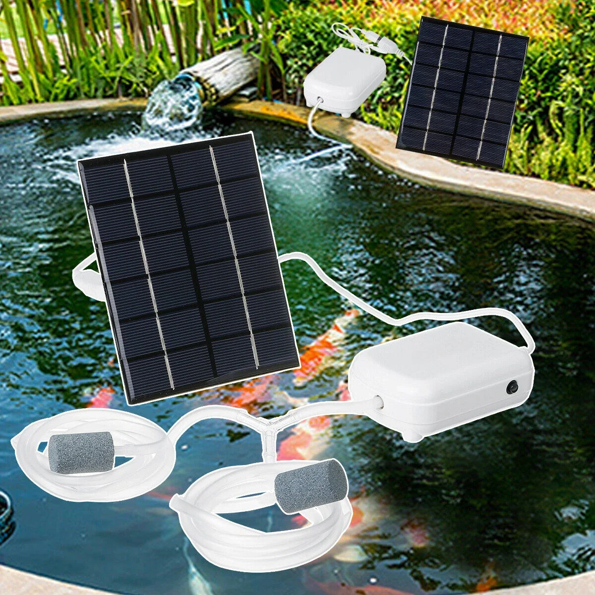 5W 1.6L/min 2 in 1 Solar Water Oxygen Pump Solar Power Air Pump Oxygenator With Oxygen Hoses For Pond Fish Tank Garden Tools