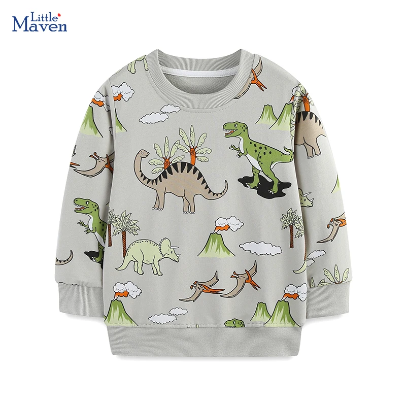 Little maven Autumn Children's Clothing Cartoon Dinosaur Baby Boys Sweatshirts Spring Boys Costumes for Kids Clothes Cotton
