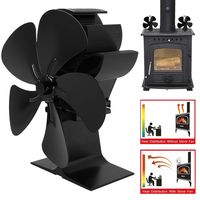 5 Blades Fireplace Fire Heat Power Saving Eco Fan Replacement for Heat Powered Wood Stove Fan Wood Log Burner Fireplace Fan