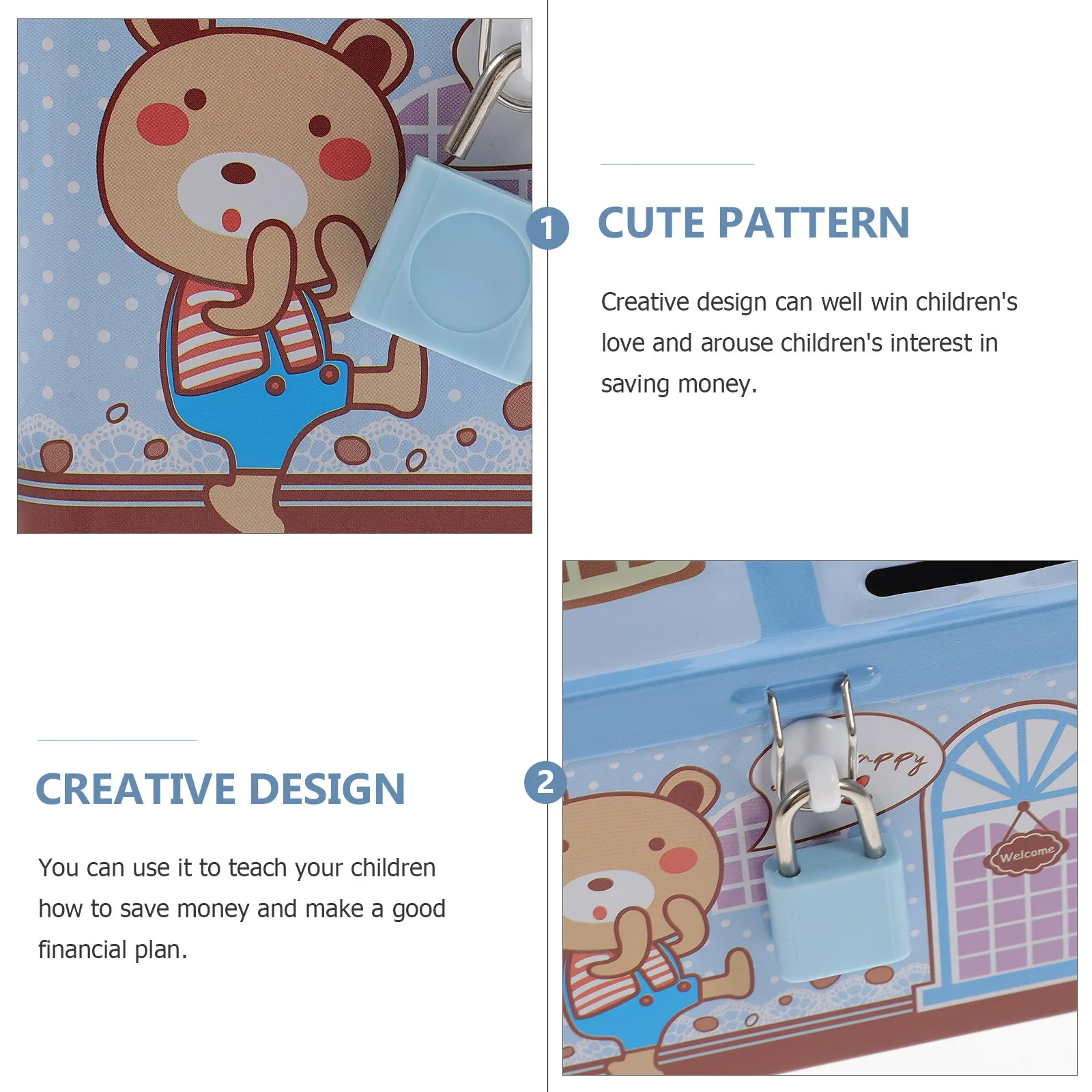 

Metal Cartoon Money Jar Durable Coin Container Home Supplies Office Bedroom Decoration Children Gift Money Jar