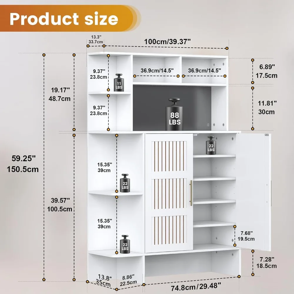 Large Shoe Cabinet Storage For Entryway, White Shoe Cabinet With Doors, Freestanding Organizador De Zapatos