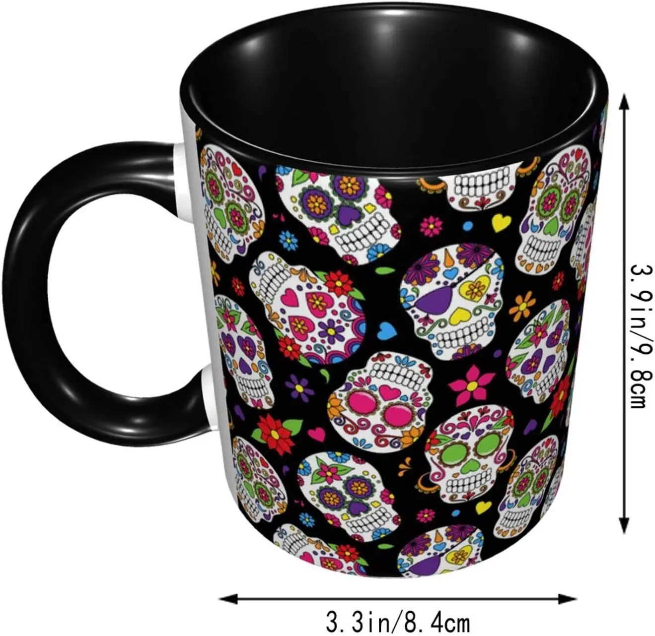 كوب قهوة مضحك على شكل جمجمة السكر الميت كوب شاي من السيراميك المكسيكي مبتكر للهدايا كوب شاي حليب من السيراميك للرجال والنساء 11 أونصة