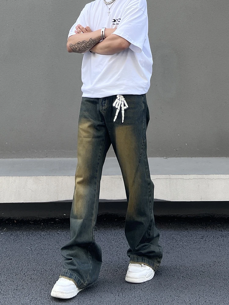 

Мужские джинсы Cleanfit American Vintage Waed Bell Bot, свободные, с легким расклешением, длинные, повседневные, из хлопкового денима, в уличном стиле