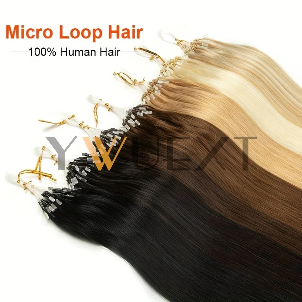 Micro Loop Hair Extensions Real Natural Straight Micro Ring Link Hair 50g/50pcs/pack Loop Ring Human Hair Extension 16''-22''