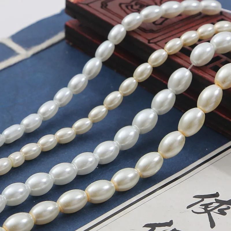 90-120Pcs/Lot 80cm/Strand Ivory White Oval Shape Glass Imitation Pearl Beads for DIY pendant Necklace Earring Bracelet Jewelry