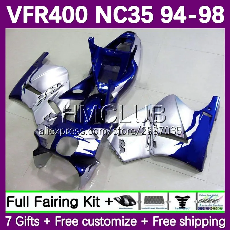 Fairing For HONDA VFR400 RVF VFR 400 R 400R CC blue silvery 1994 1995 1996 1997 1998 43No.11 VFR400R RVF400R NC35 94 95 96 97 98