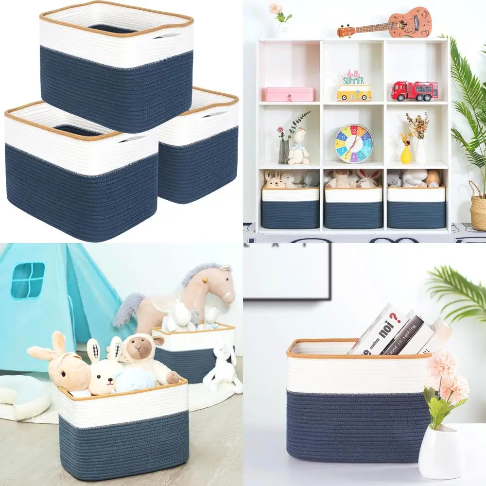 مجموعة من 3 سلال تخزين MINTWOOD: أرفف، غرفة لعب، منظمات الفصول الدراسية، حاملات كتب، مكعبات تخزين مزخرفة