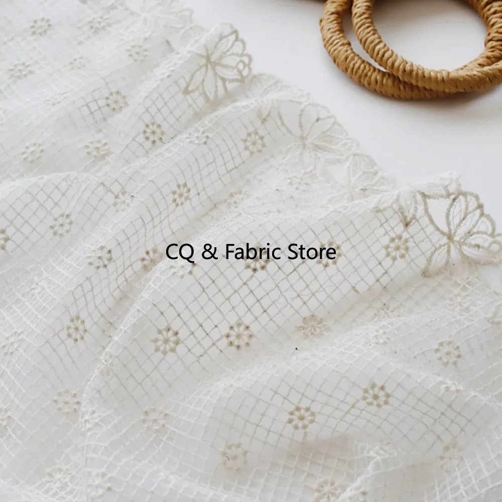 

Fashionable Grid Pattern Embroidery Lace Fabric For Women's Dresses Clothing By The Yard
