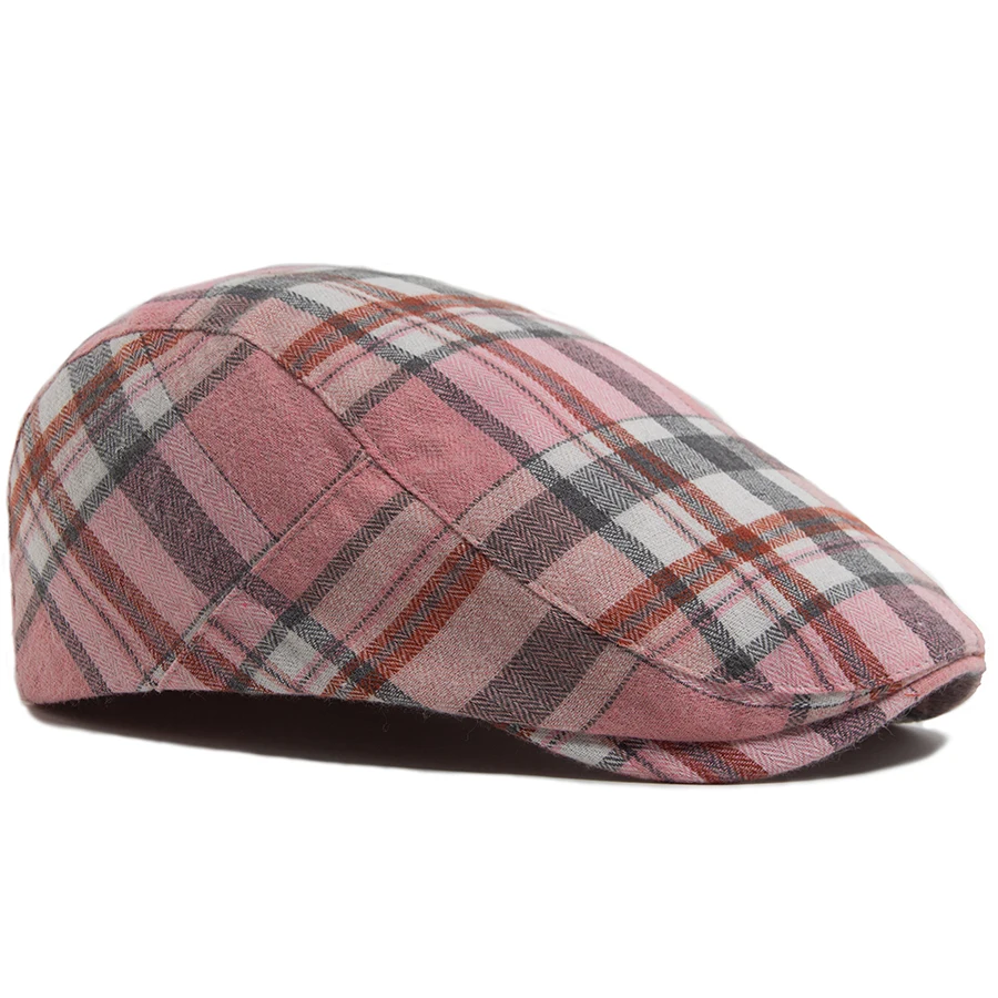 Bild 3: Dünne karierte Fischgräten-Baskenmütze für den Sommer, für Herren und Damen, Vintage-Mode, Visierkappen, weibliche Zeitungsjungenmütze, lässiger flacher Hut für Frühling und Herbst