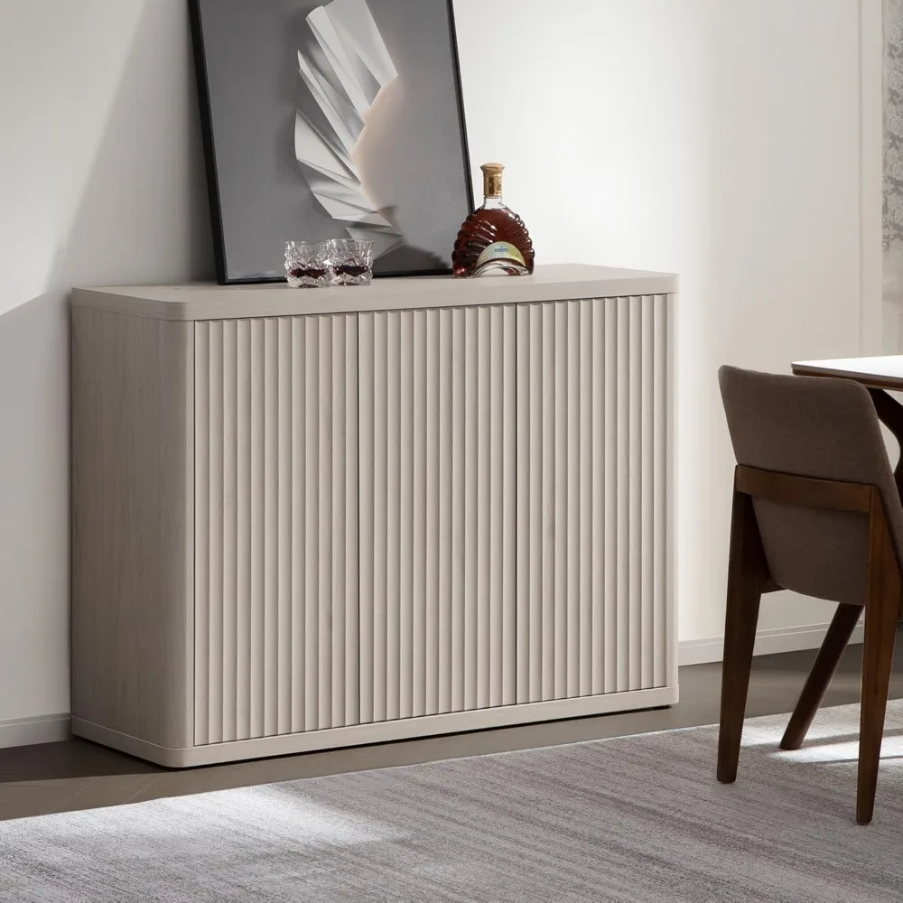 

Buffet Cabinet with Storage Accent Sideboard with 3 Doors Modern 46.6 Wide Credenza Fluted Buffet Table Media Console
