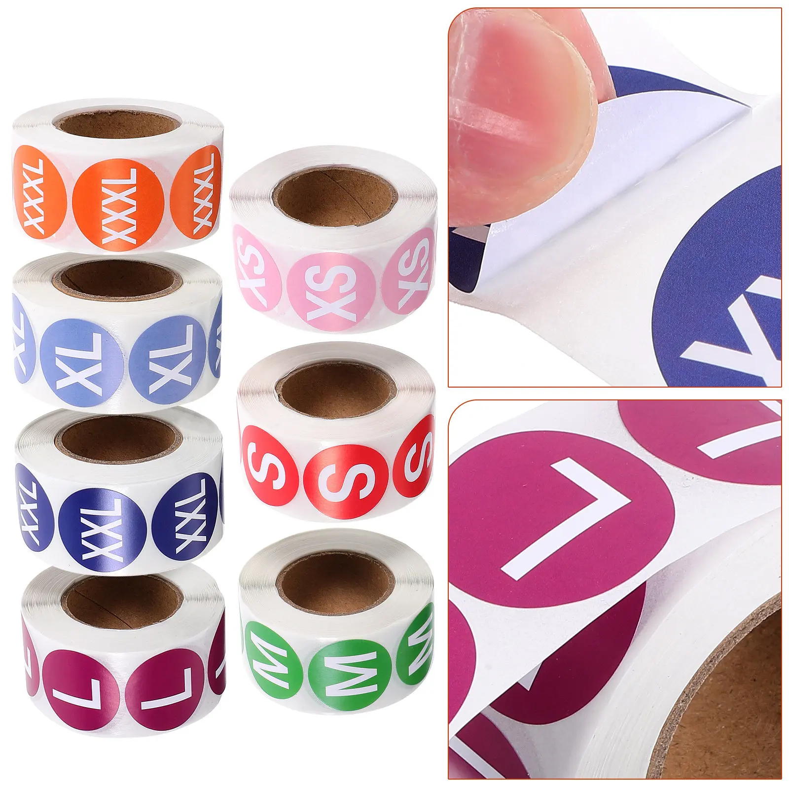

7 Rolls Clothing Size Sticker Set Round Self Adhesive Size Labels for Retail Home Use Clothes Clothes Label Sticker