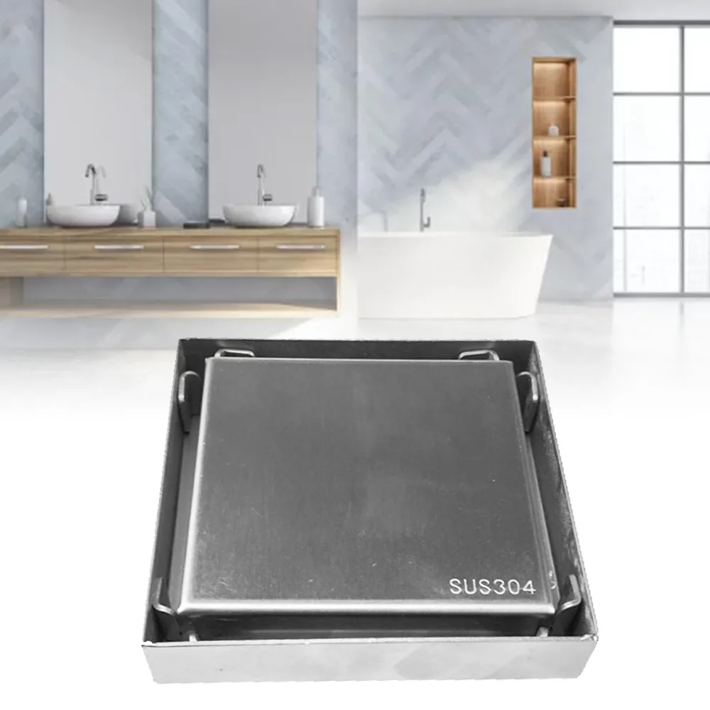 Square Shower Floor Drain Filter Screen 304 Stainless Steel Floor Drain Concealed Design Odor-Proof Drain Strainer Toilet