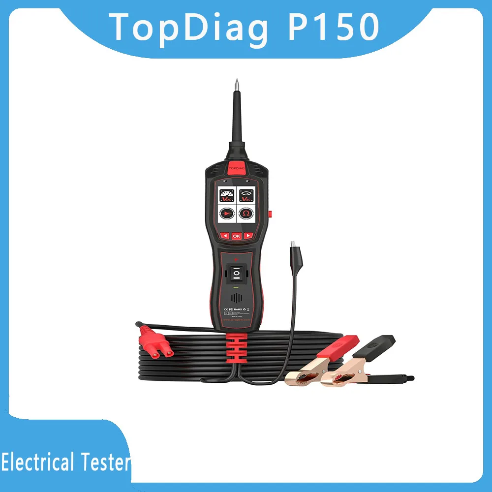 TopDiag P150 Car Tester Automotive Electrical  Circuit Tester System Fuel Injector Signal Detection 12V 24V Car Diagnostic Tool