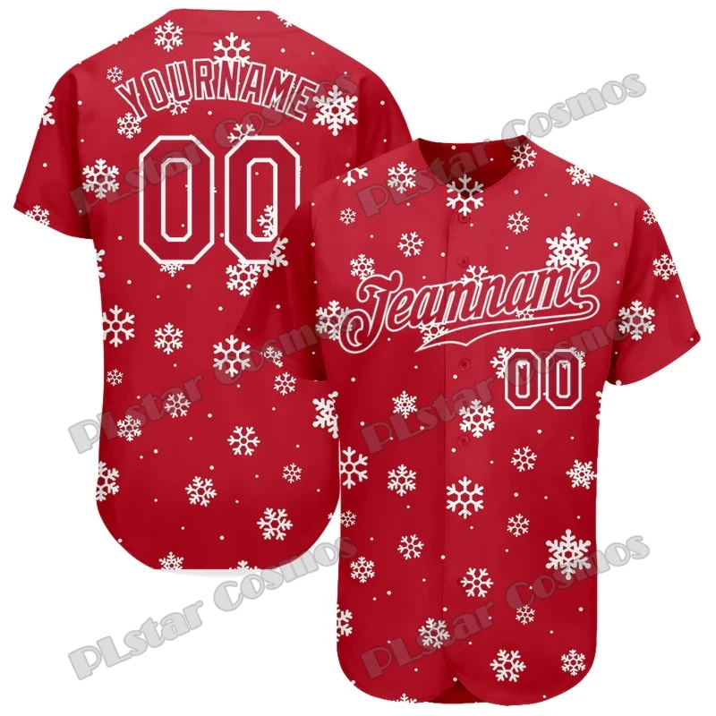 

Red Red-White Merry Christmas Custom Pattern 3D Printed Fashion Men's Baseball Jersey Casual Hip Hop Baseball Shirt BQW15