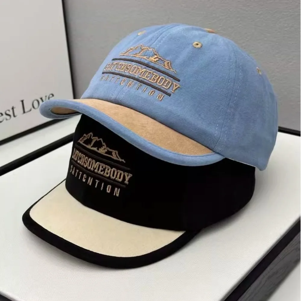 Korean Short Brim Polished Baseball Cap Personalized Contrasting Colors Embroidered Men Women Parent-child Peaked Cap