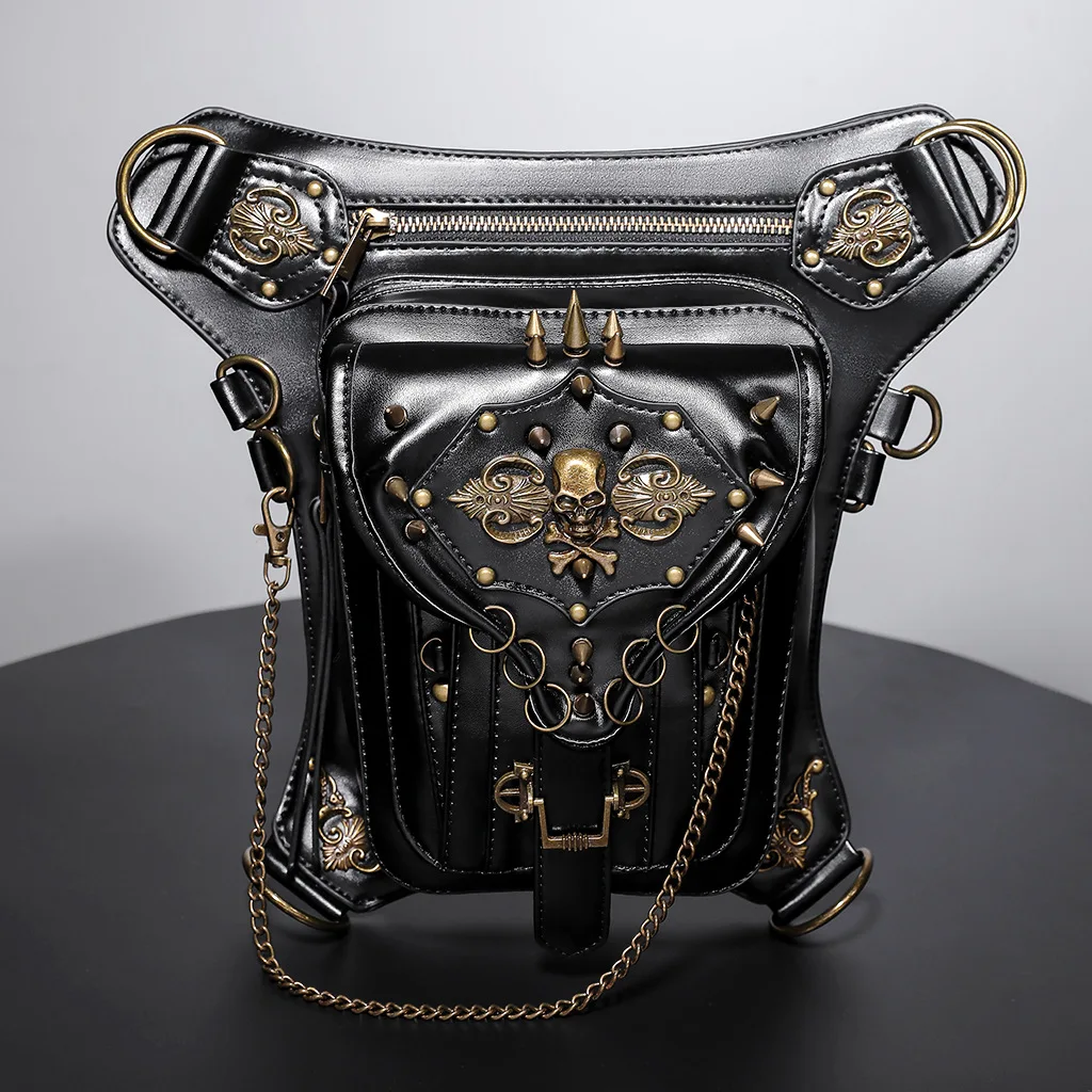 

Steampunk Motorcycle Bag Skeleton Retro One-shoulder Crossbody Bags Multi-functional Mobile Phone Waist Bag
