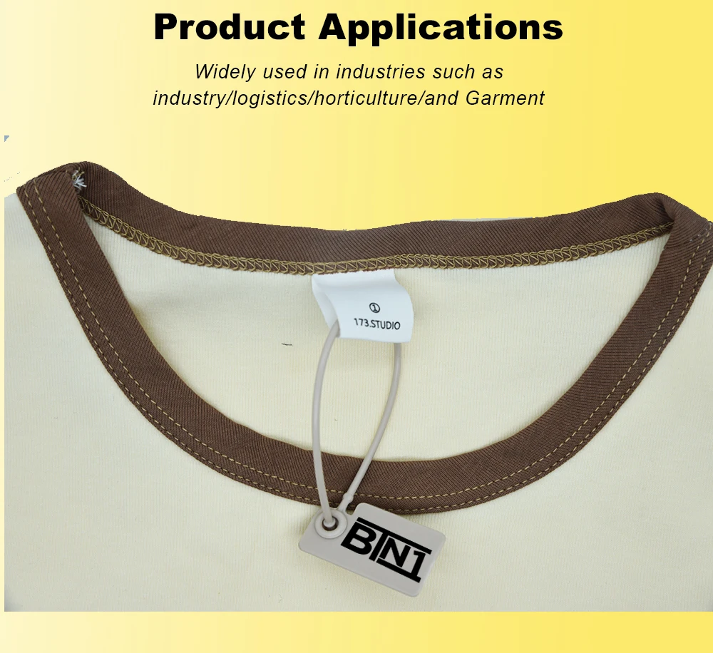 100 Stück Kunden spezifisches Hänge-Tag-Kunststoff-Einweg-Kleidungs stück Preis Markenlogo-Geschenk-Einzelhandels-Sicherheits etiketten für Schuhe und Taschen 160mm – Detail 9