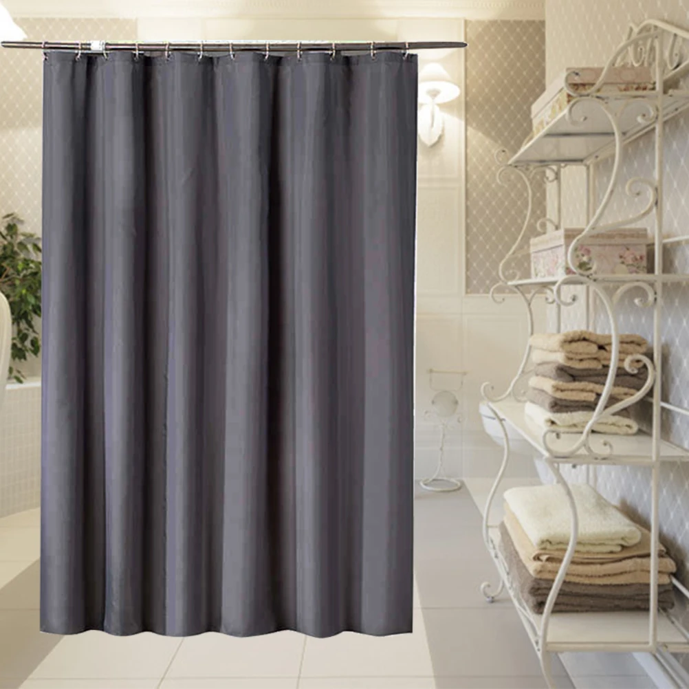 

Shower Curtain Waterproof Bathroom Bathing Curtains Solid Color Dark Grey Polyester Easy Hanging Hooks Home Hotels Decorative