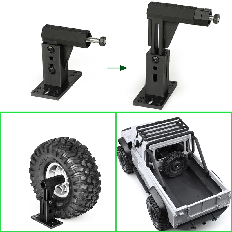 Simulation Spare Tire Bracket Adjustable Height 80/140mm Tire for 1/8 1/10 RC Crawler Car Traxxas TRX4 TRX6 AXIAL RC4WD Parts