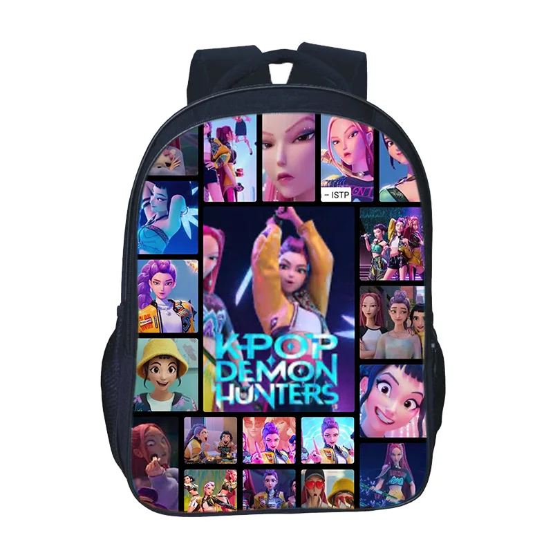 

KPop Demon Hunters 16-дюймовые двойные рюкзаки школьный большой вместительный дорожный рюкзак DIY рюкзак на молнии модные водонепроницаемые Mochilas