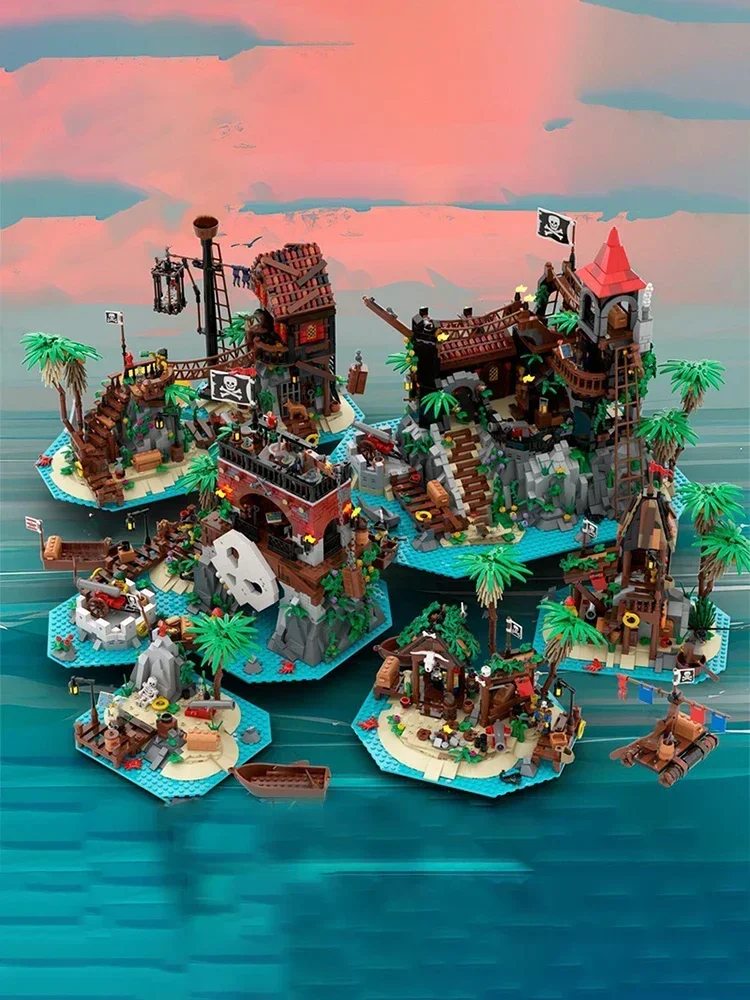 Pirate's Bay Moc Bouwstenen Pirate Treasure Island Skull Bay DIY Constructie Streetview Bricks Creatief speelgoed voor kinderen Cadeau - afbeelding 2