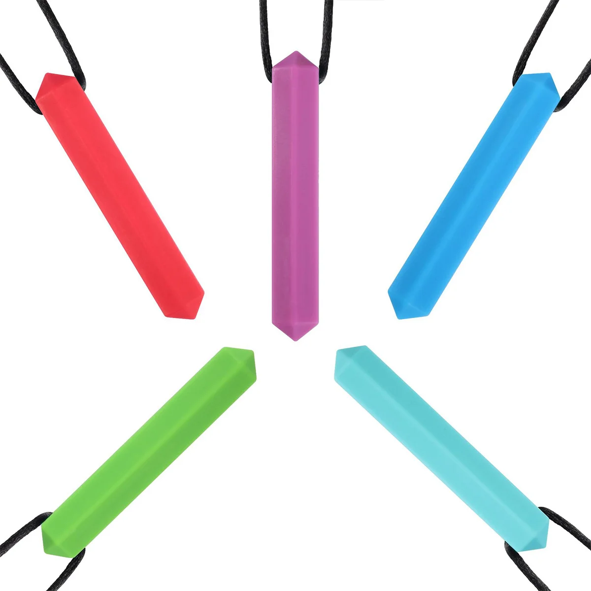 1개 아기 치아발육 목걸이 실리콘 어금니 막대 내구성 안전 유아용 치발기 펜던트 보라색 끈 80cm 잇몸 통증 완화 씹기용