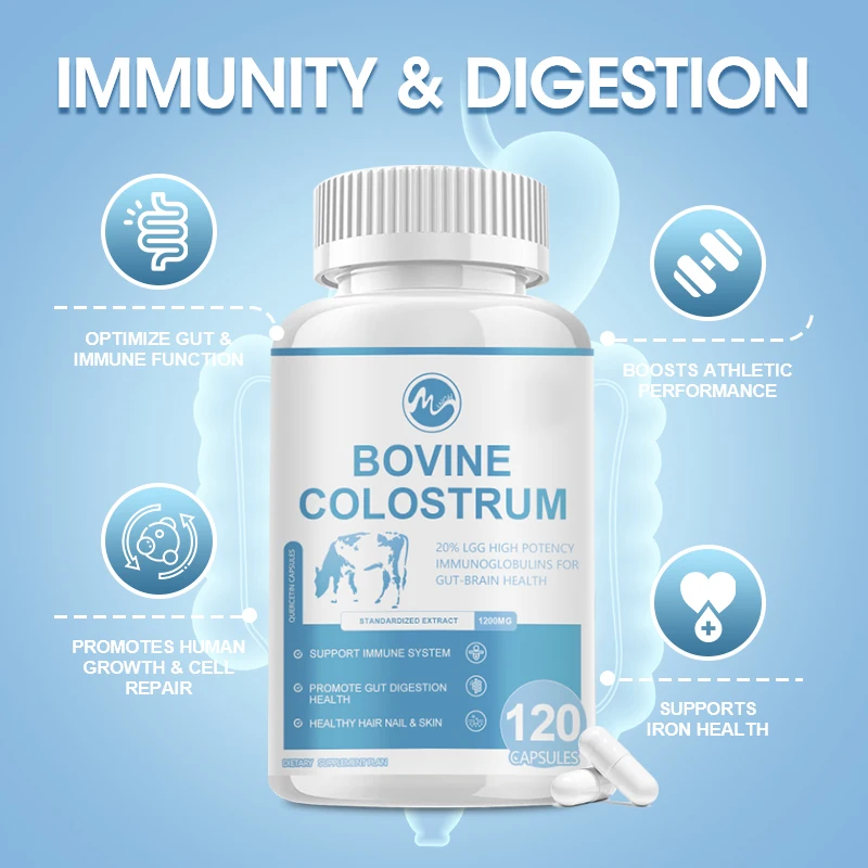 Colostrum Capsules 20% IgG with Probiotic,omega-3, Boost Enhances Intelligence, Regulates Blood Sugar,Muscle Growth &Repair