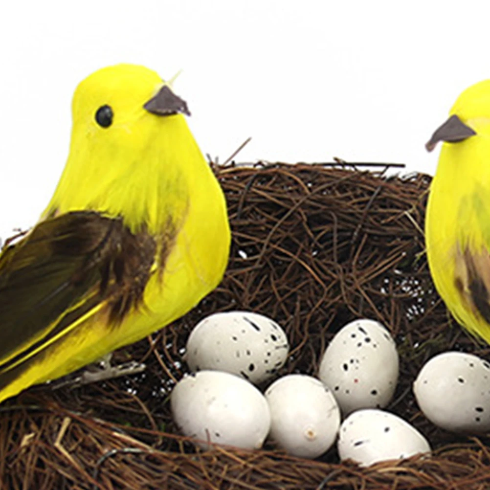 

6pcs Artificial Bird Nest Bird Egg Bird Prop Ornament Children's Room Layout Decor ( Bird Egg, Birds, Bird Nest, Yellow