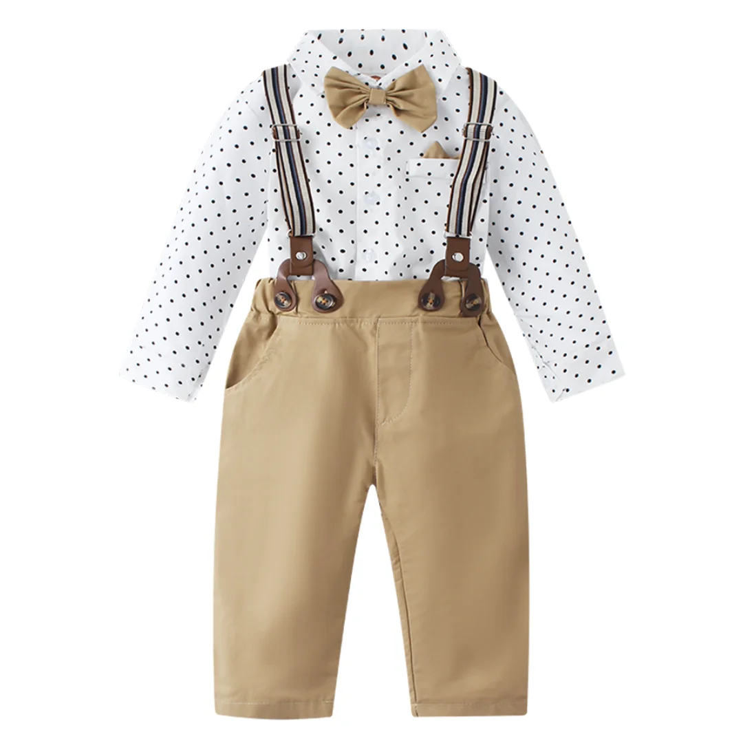 Set Boutique di compleanno per 1 2 3 4 5 6 vestiti autunnali per bambini camicia a maniche lunghe con stampa a pois + pantalone solido vestito di cotone per bambini bambino