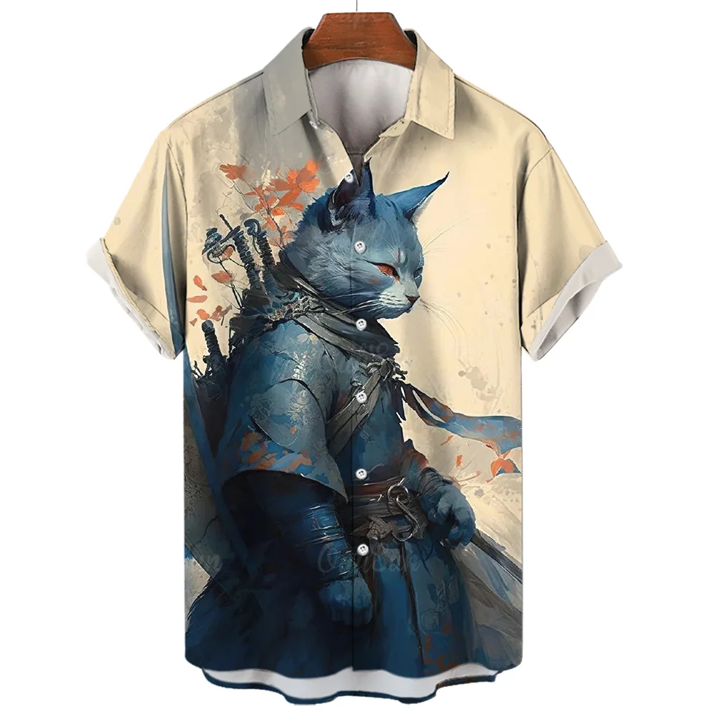 

Hawaiian Animal Pattern Shirts For Men'S Casual Summer Clothing Element 3d Print Turndown Collar Casua Short Sleeve Beach Tops