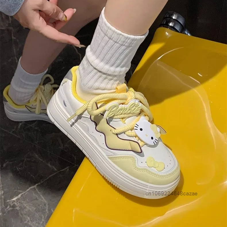 Sanrio Hello Kitty Dopamine Design Board Shoes Women New Versatile Casual Shoes Korean Version Niche Trendy Sweet Girl Sneakers