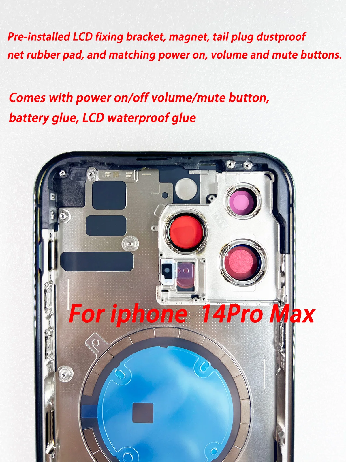 Pour iPhone 14 14 plus 14Pro Max couvercle de batterie + châssis de cadre central + avec boutons latéraux + plateau SIM, outils 14PRO coque arrière