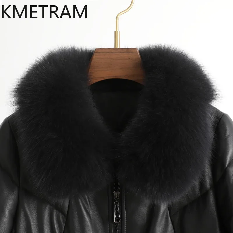 100% Sheepskin Down Coats เสื้อผ้าผู้หญิงใหม่ใน Outerwears Fox Fur Collar Puffer Jacket ผู้หญิงฤดูหนาวแจ็คเก็ตยาว 2024хок